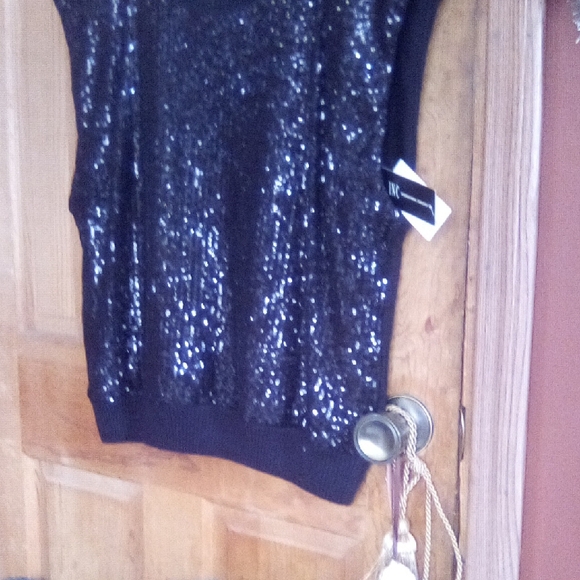 INC International Concepts Sequin Blouse - Black and Silver - Picture 4 of 4